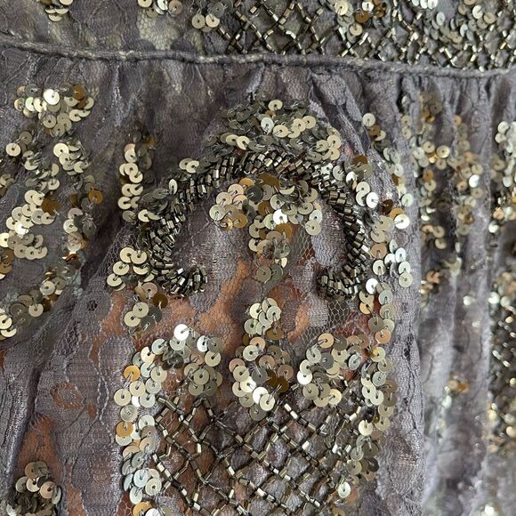 Aidan Mattox Sequin Slate Grey/Purple Prussian Fit & Flare Mini Dress | SZ 2 - Picture 8 of 17